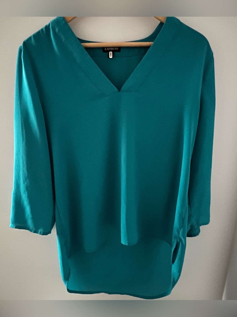 Express Teal V-Neck Tunic Blouse